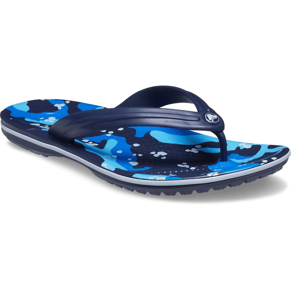 Blue Women's Crocs Crocband™ Printed Flip Flops | NZ 0179VRWD